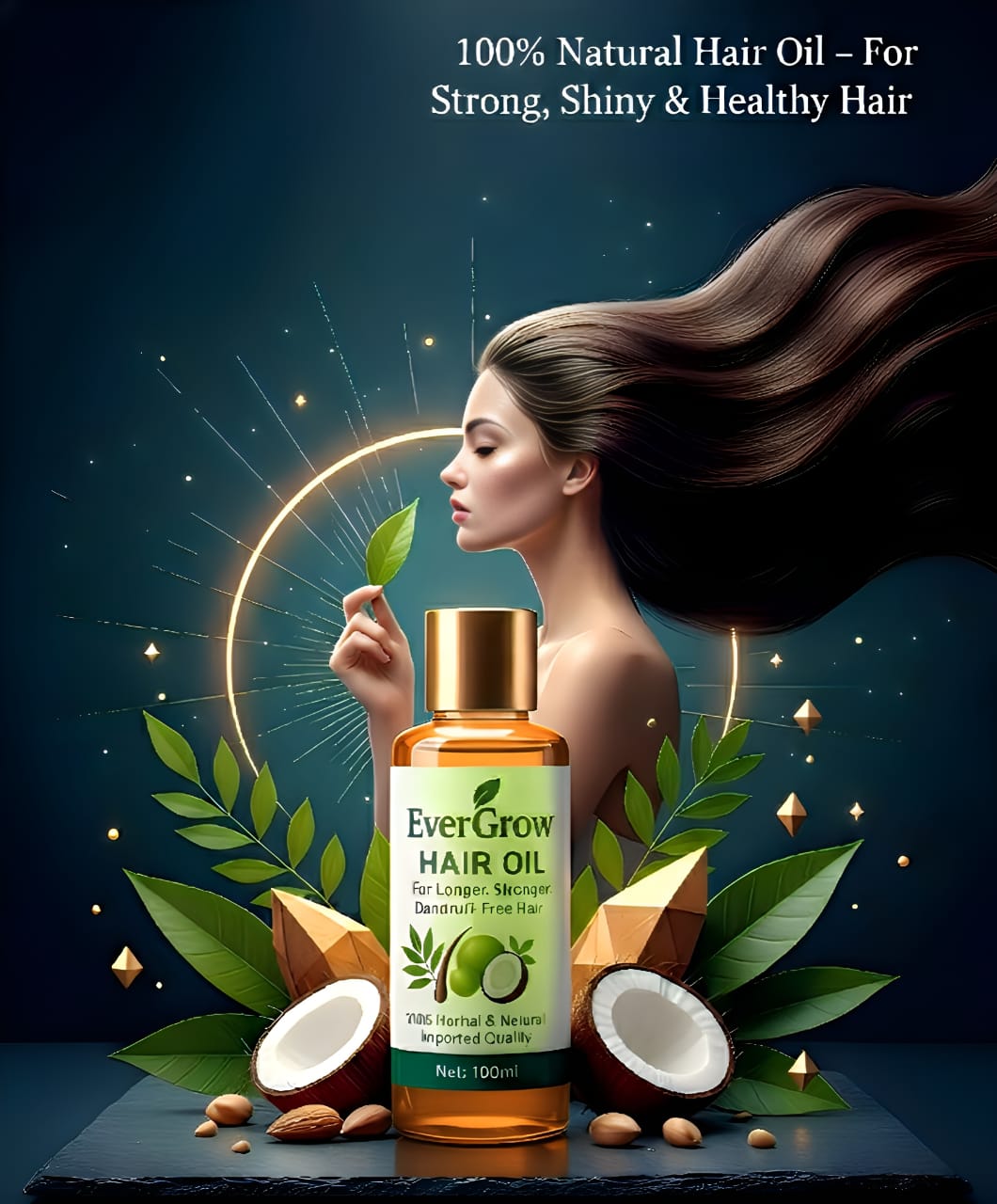 EverGrow Herbal Hair Oil – For Longer, Stronger & Dandruff-Free Hair (100ml)