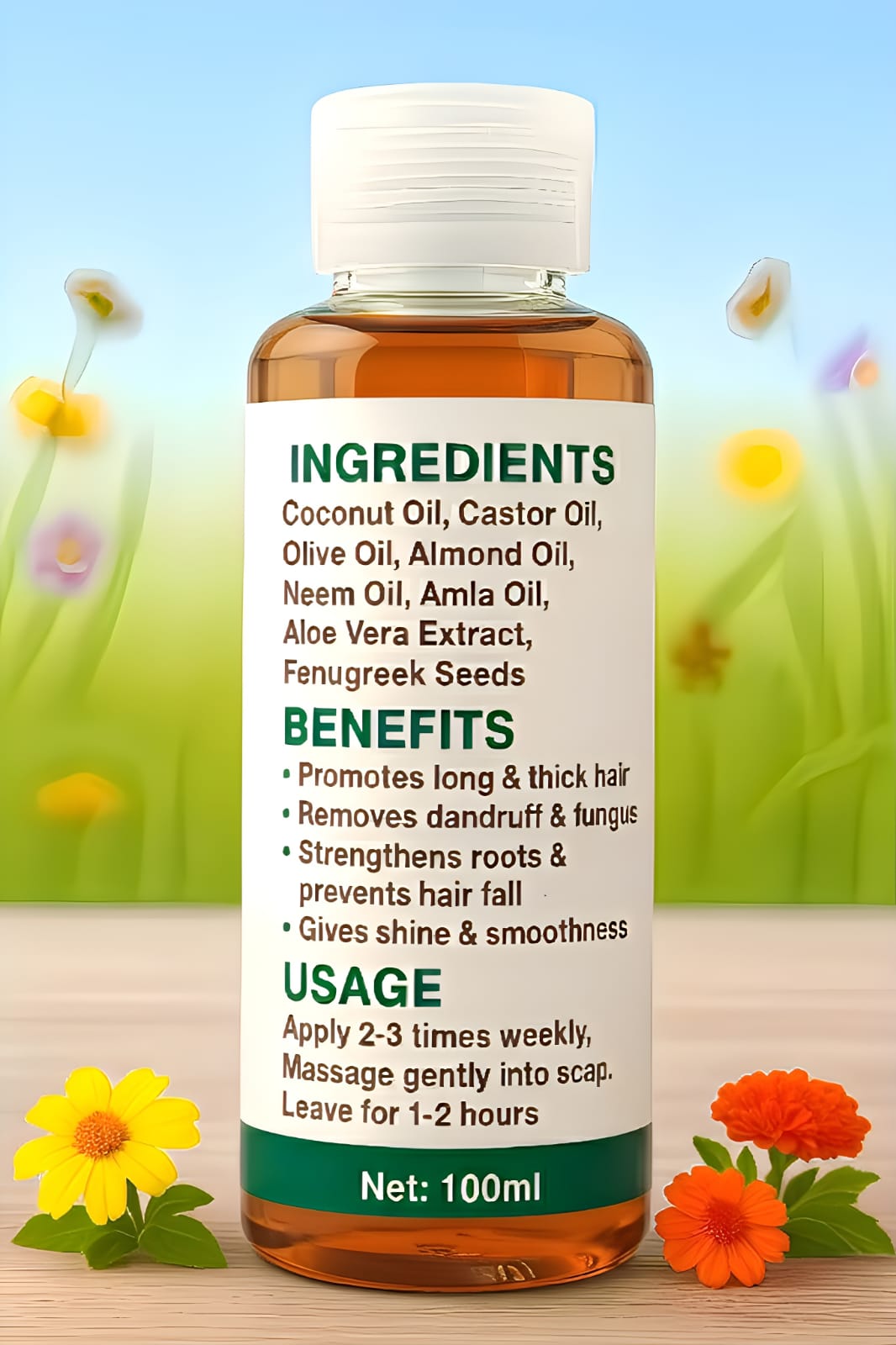 EverGrow Herbal Hair Oil – For Longer, Stronger & Dandruff-Free Hair (100ml)