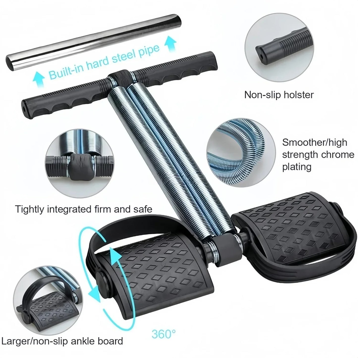 Elastic Sit Up Pull Rope Pedal Resistance Band Powerful Spring Drawstring Tummy Trimmer