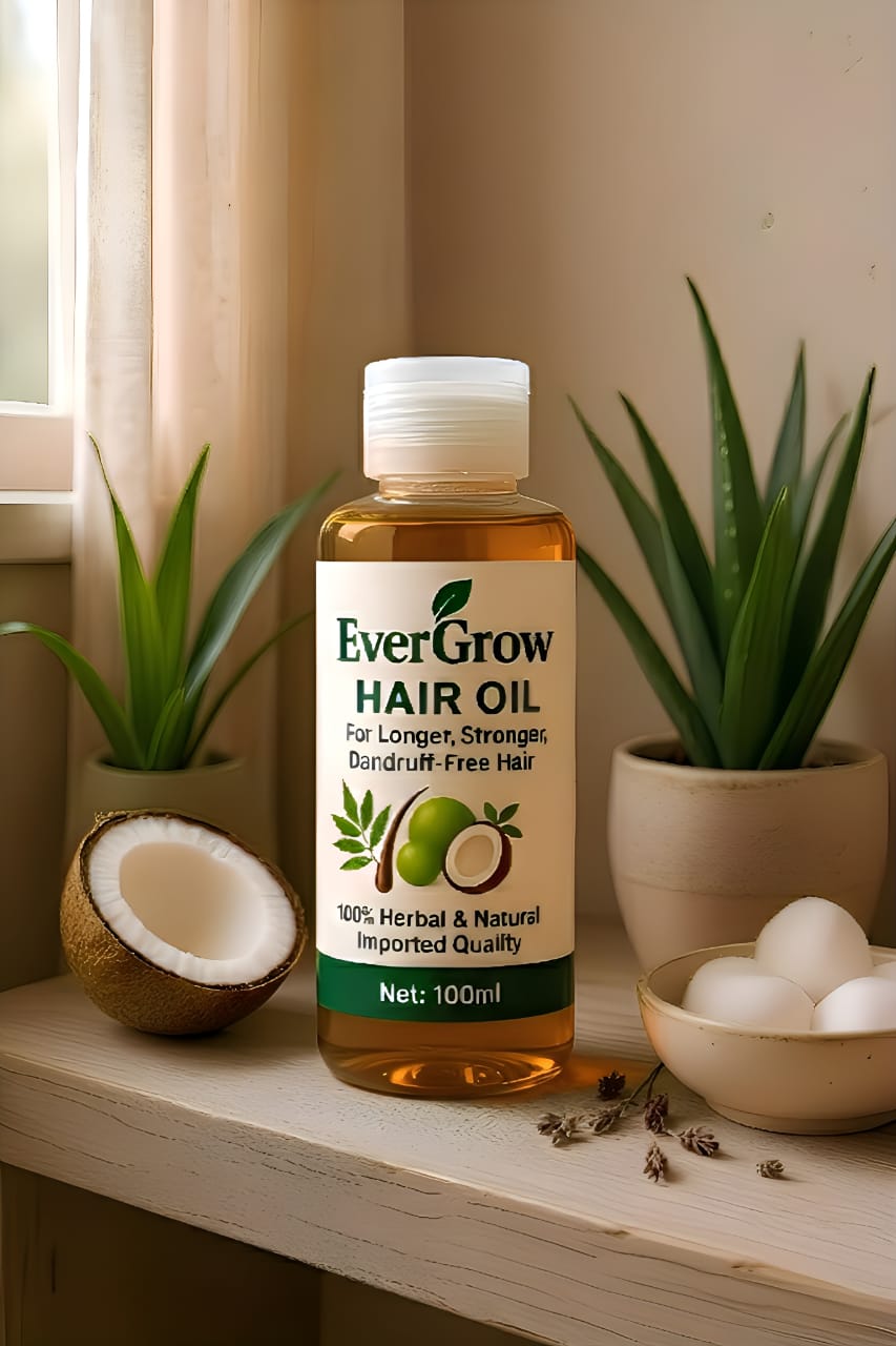 EverGrow Herbal Hair Oil – For Longer, Stronger & Dandruff-Free Hair (100ml)