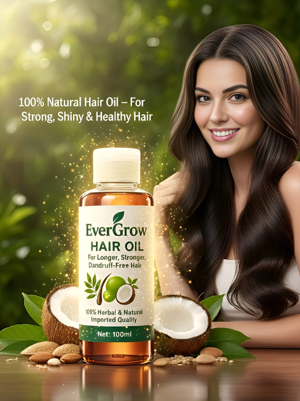 EverGrow Herbal Hair Oil – For Longer, Stronger & Dandruff-Free Hair (100ml)